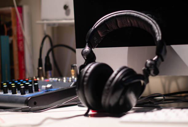 podcast equipment, studio, technology.