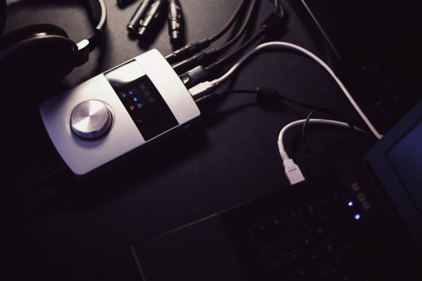Audio interface and headphones as modern recording system, mobile and small.