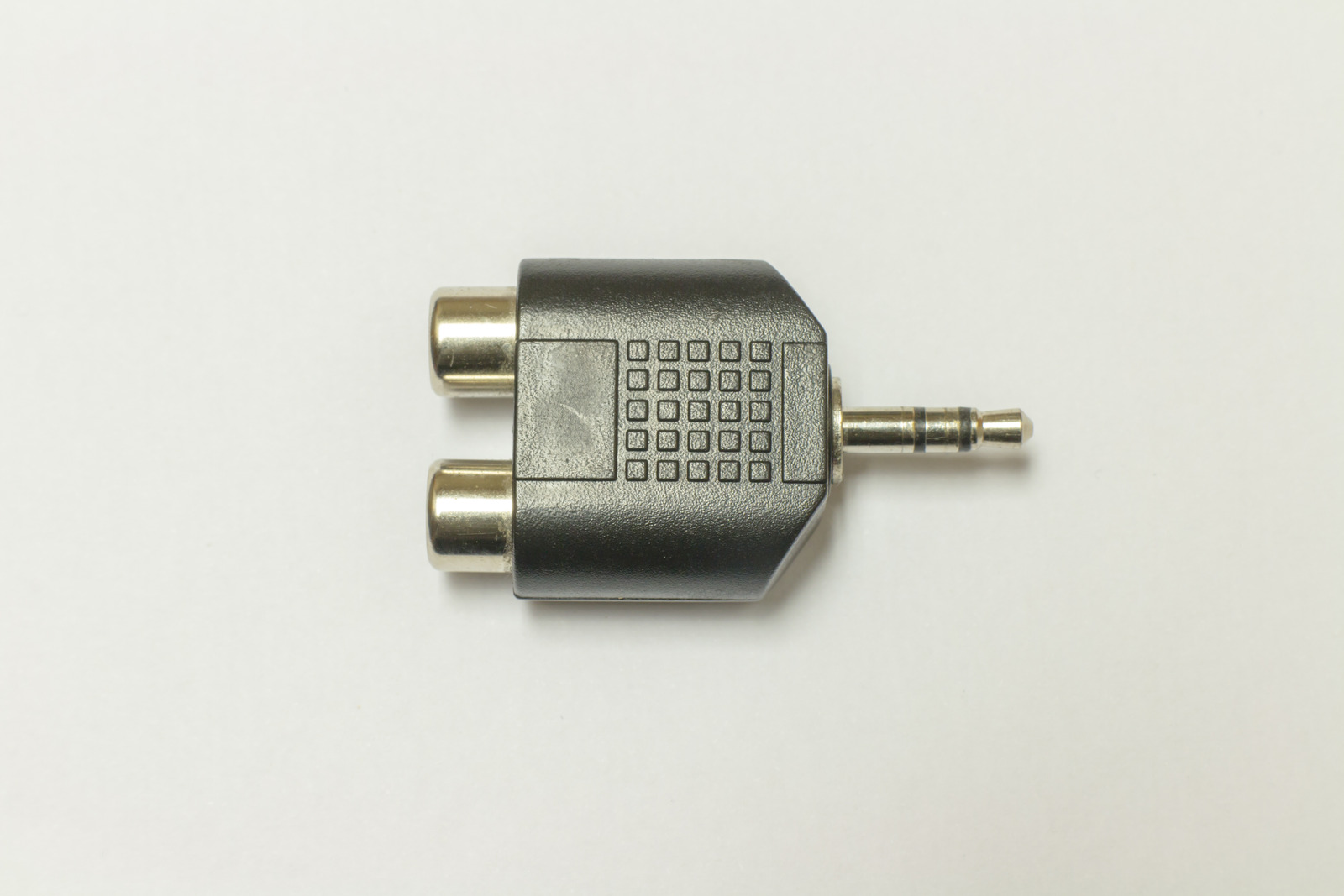 stereo adapters mini-jacks (3.5 mm) to RCA on white background