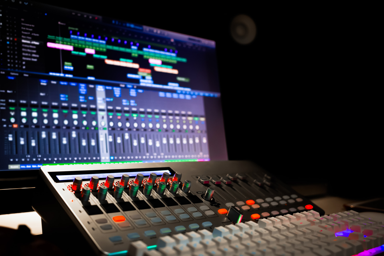 digital audio workstation equipment in recording, broadcasting studio or live