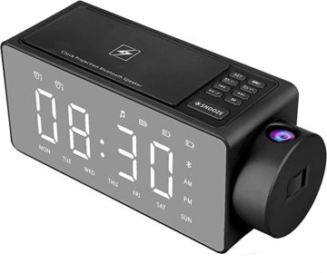 photo of the Htterino Projectional Alarm Clock Bluetooth Speaker with Wireless Charging