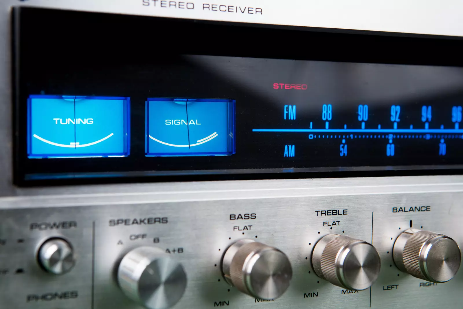 Vintage stereo amplifier with tuner