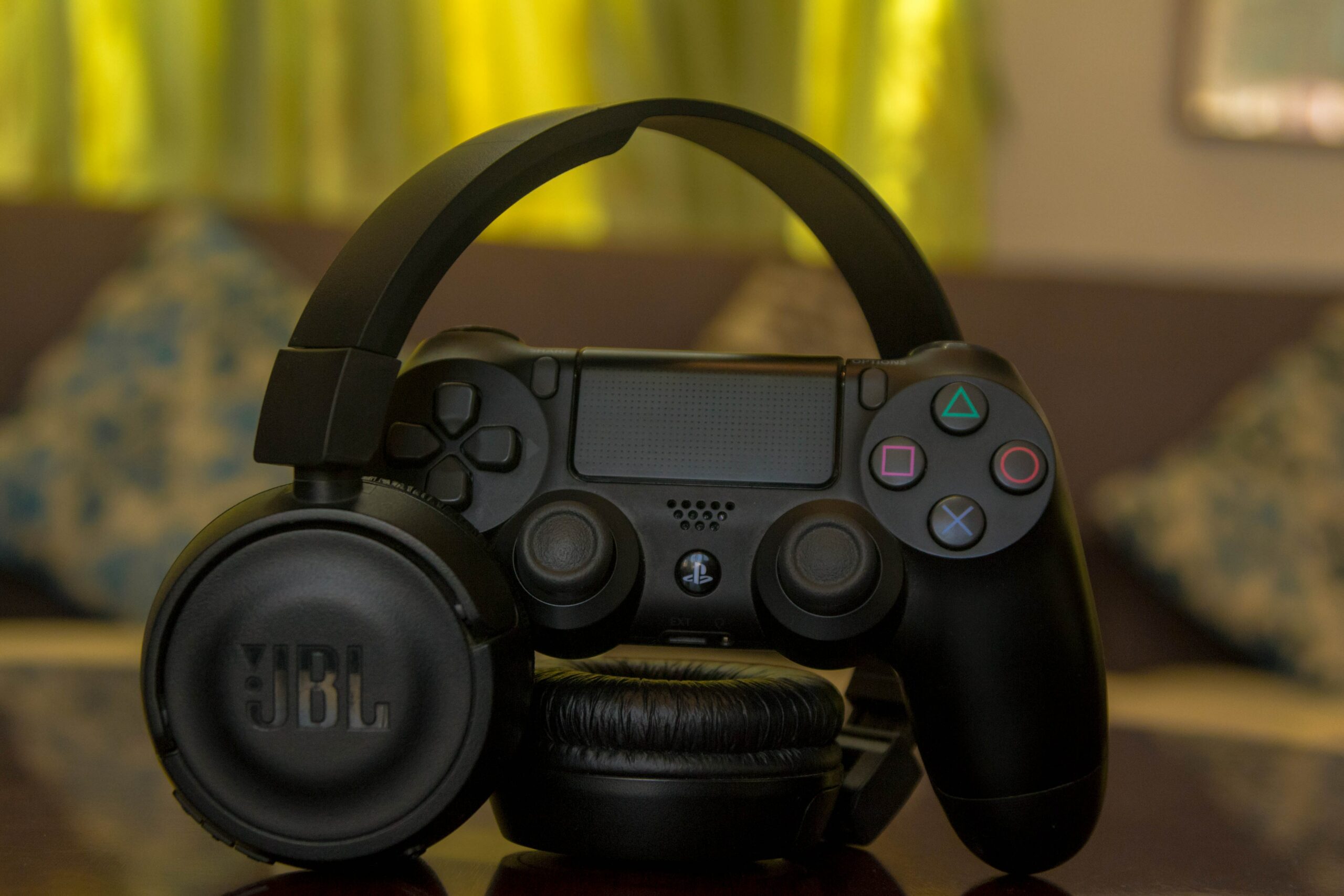 headphone and a PS4 controller